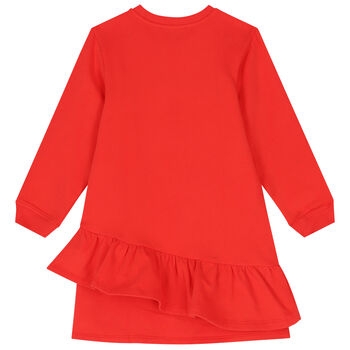Girls Red Teddy Bear Logo Dress