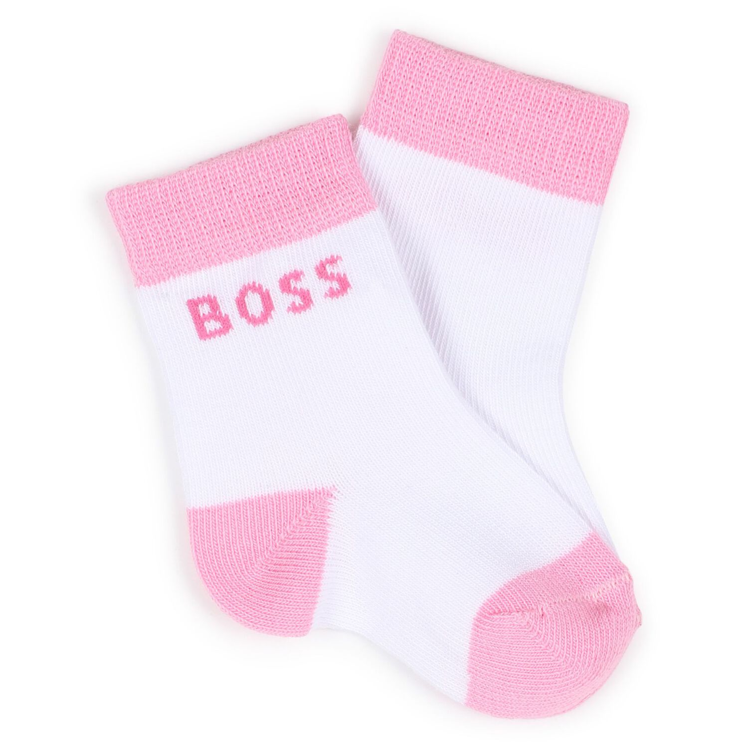 Baby Girls White & Pink Logo Socks ( 3-Pack ) , 1, hi-res