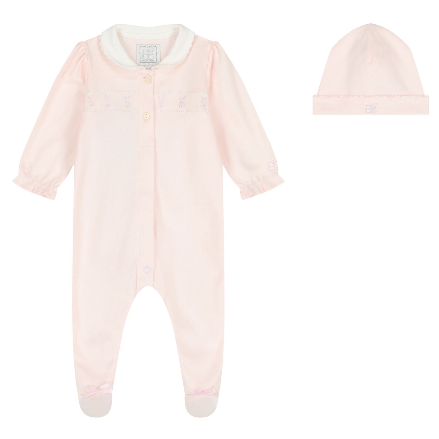 Baby Girls Pink Bunny Babygrow Set, 1, hi-res
