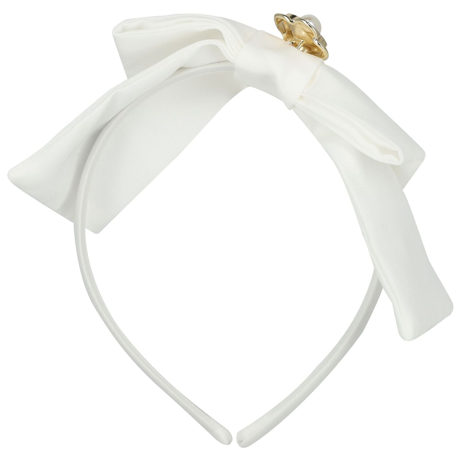 Girls White Chiffon Bow Headband, 2, hi-res