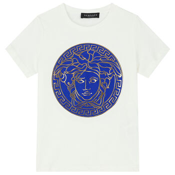 Boys White Logo Medusa T-Shirt