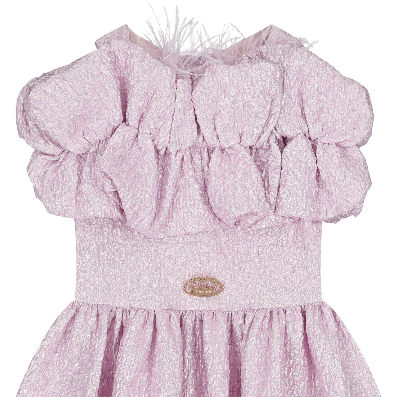 Girls Purple Logo Ruffled Dress, 1, hi-res