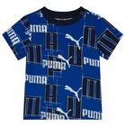 طقم شورت أولاد بالشعار باللون الأزرق, 2, hi-res