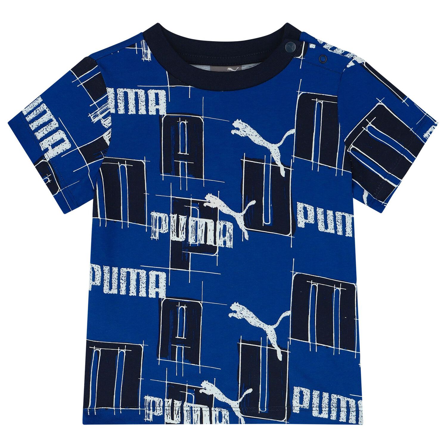 طقم شورت أولاد بالشعار باللون الأزرق, 2, hi-res