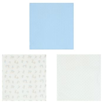 Baby Boys White, Ivory & Blue Muslin Swaddles (3-Pack)