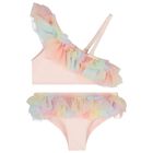 Girls Pink Ruffled Tulle Bikini, 1, hi-res