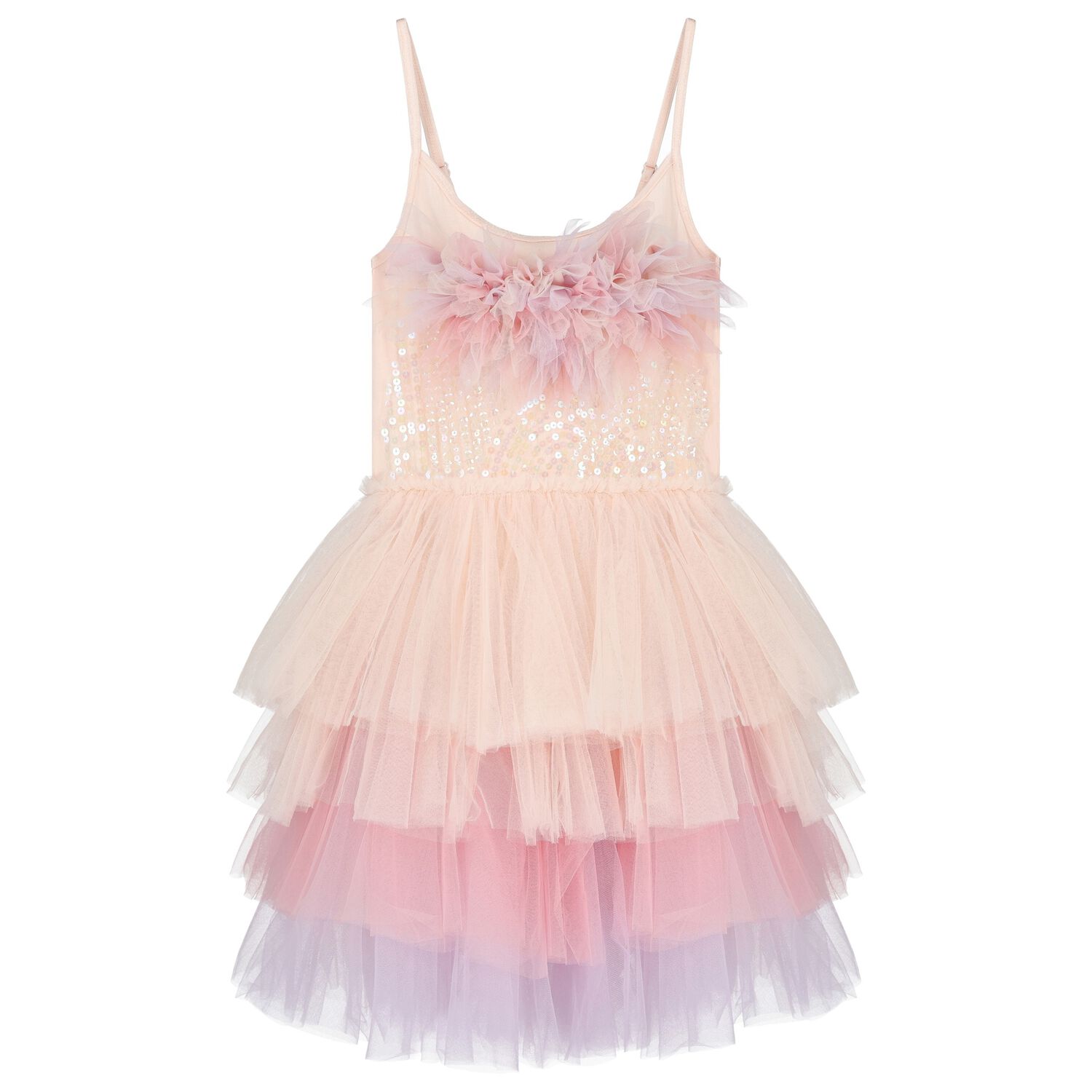 Girls Pink Sequin Tulle Dress, 1, hi-res image number null