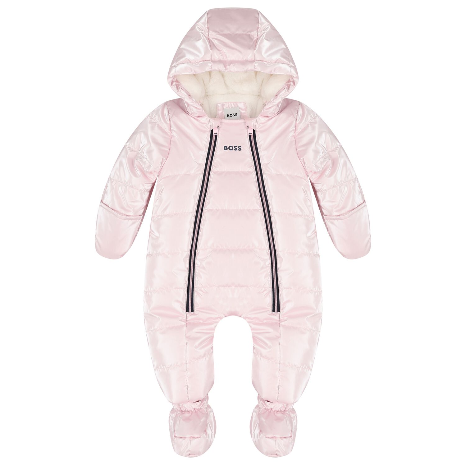 Baby Girls Pink Logo Snow Suit, 1, hi-res image number null