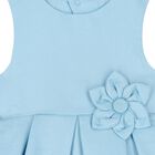 فستان ساتان أزرق مزين بالزهور للبنات, 3, hi-res