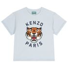 Girls Blue Tiger Logo T-Shirt, 2, hi-res