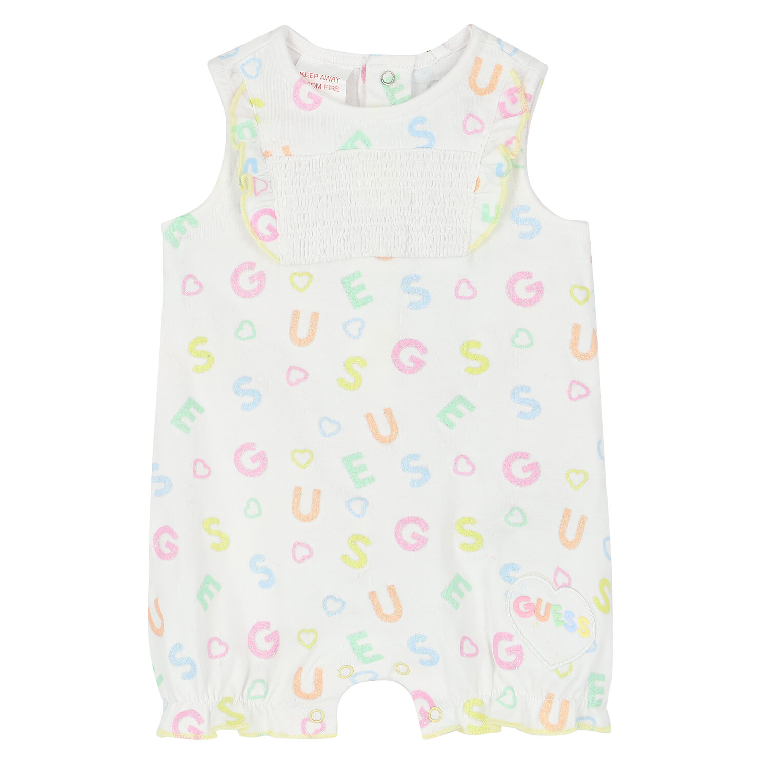 Baby Girls White Logo Romper, 1, hi-res image number null