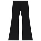 Girls Black Teddy Bear & Heart Trousers, 1, hi-res