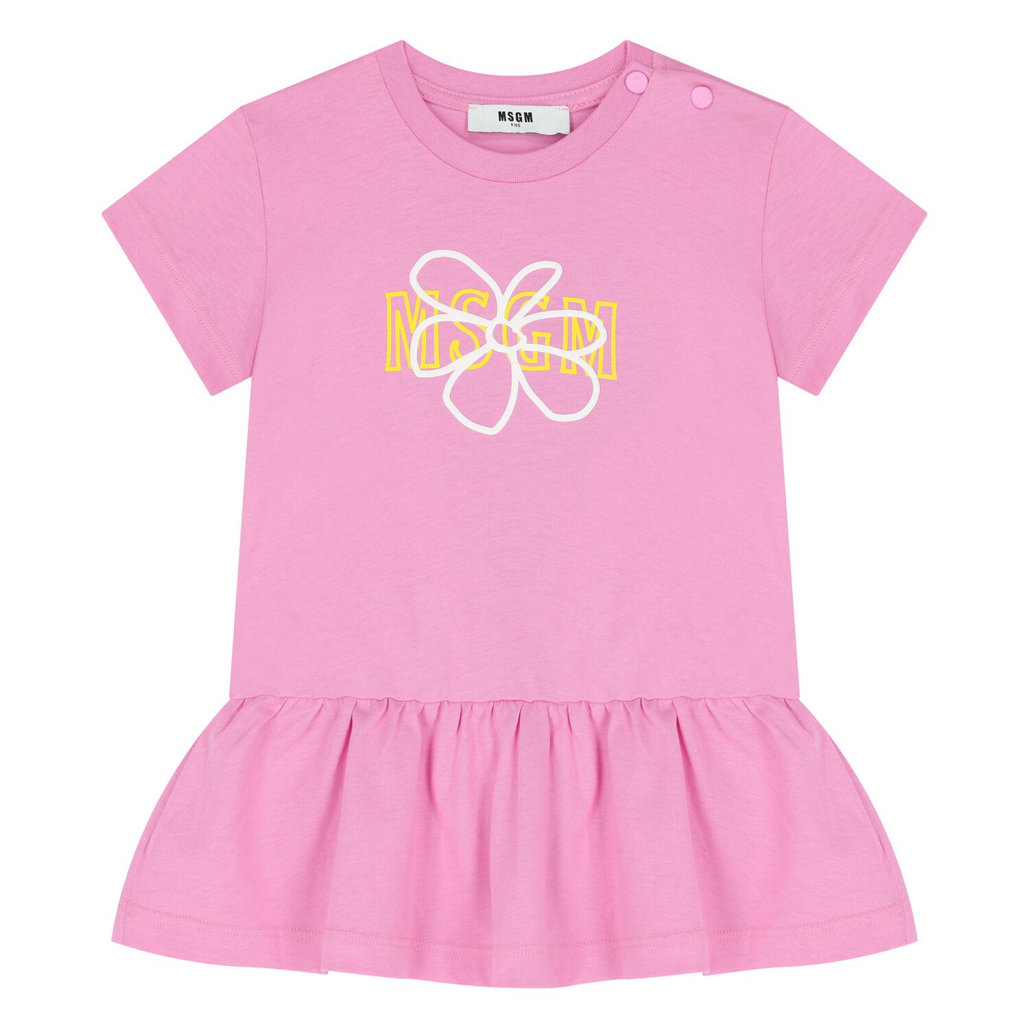 Younger Girls Pink Logo Flower Dress, 2, hi-res image number null