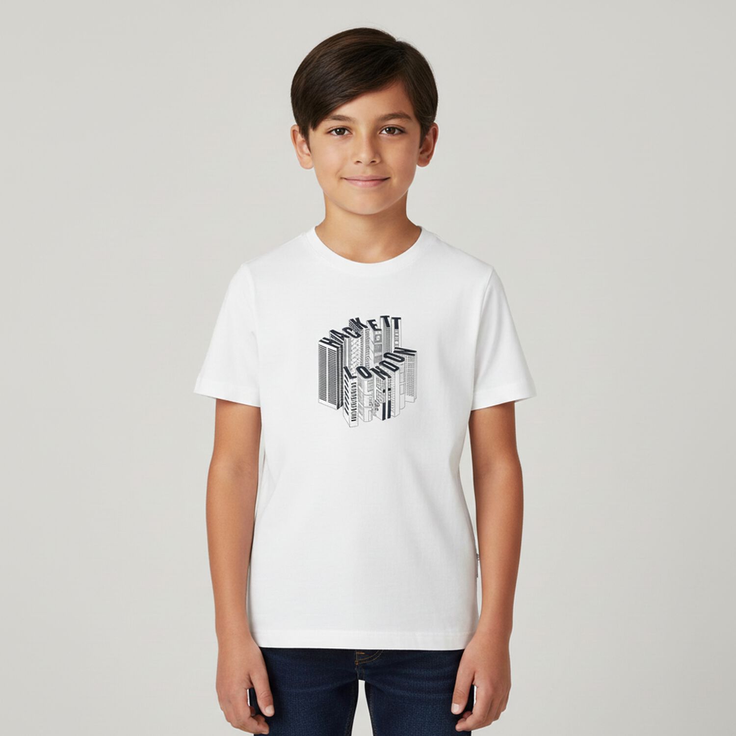 Boys White Logo T-Shirt, 1, hi-res