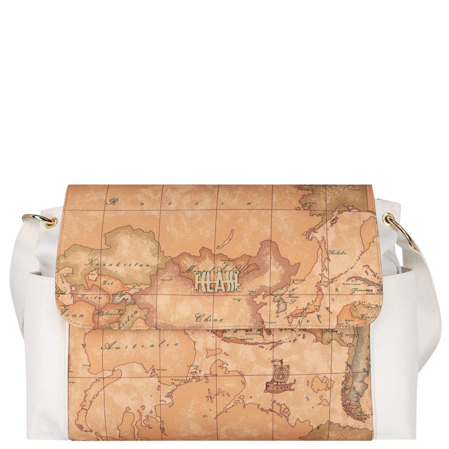 Beige & White Geo Map Baby Changing Bag, 2, hi-res image number null