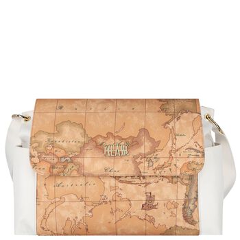 Beige & White Geo Map Baby Changing Bag