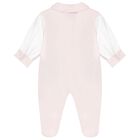 Baby Girls Pink Lace Babygrow, 1, hi-res