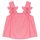 طقم بنطلون بنات مزين بأزهار ثلاثية الأبعاد باللون الوردي, 1, hi-res