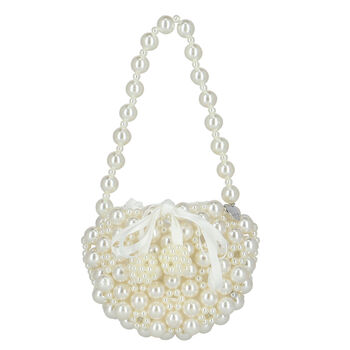 Girls Ivory Embellished Pearl Handbag