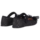 Girls Black Bow Glitter Shoes, 1, hi-res