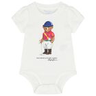 بدلة أطفال بيضاء بتصميم دب بولو للبنات, 1, hi-res