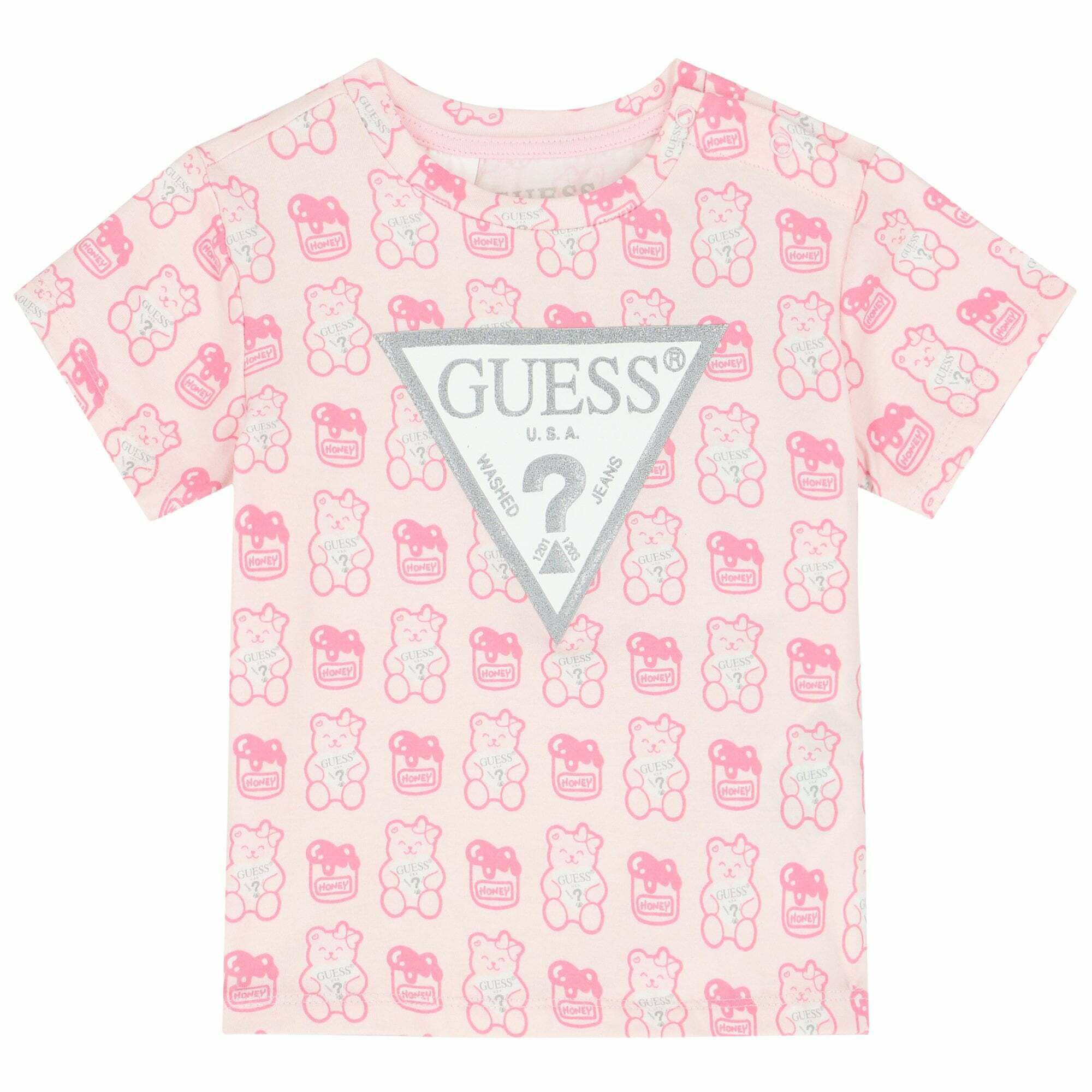 Guess Baby Girls Pink Logo T Shirt Junior Couture UAE