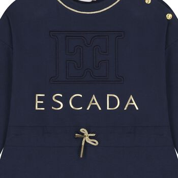 Girls Navy Blue Logo Dress