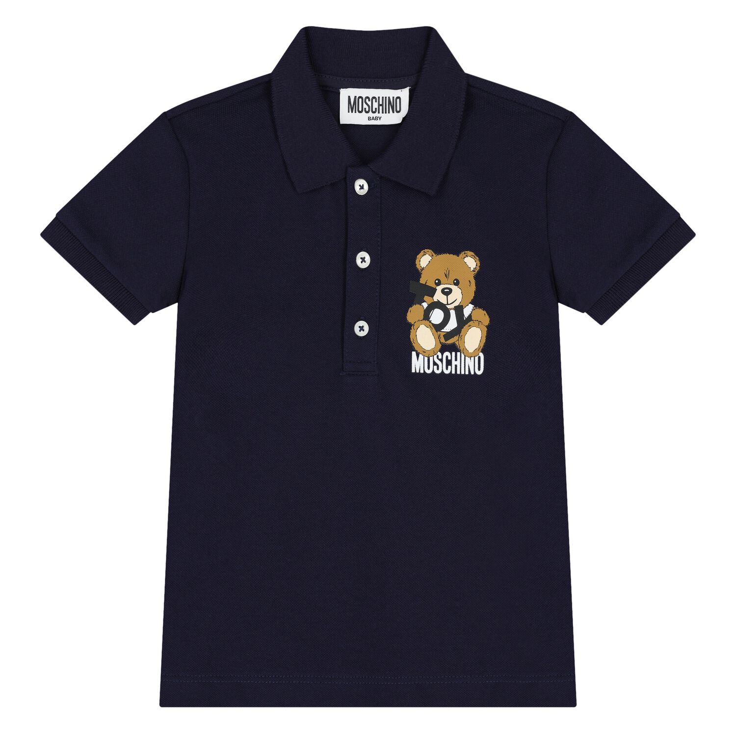 Younger Boys Navy Blue Polo Shirt, 2, hi-res