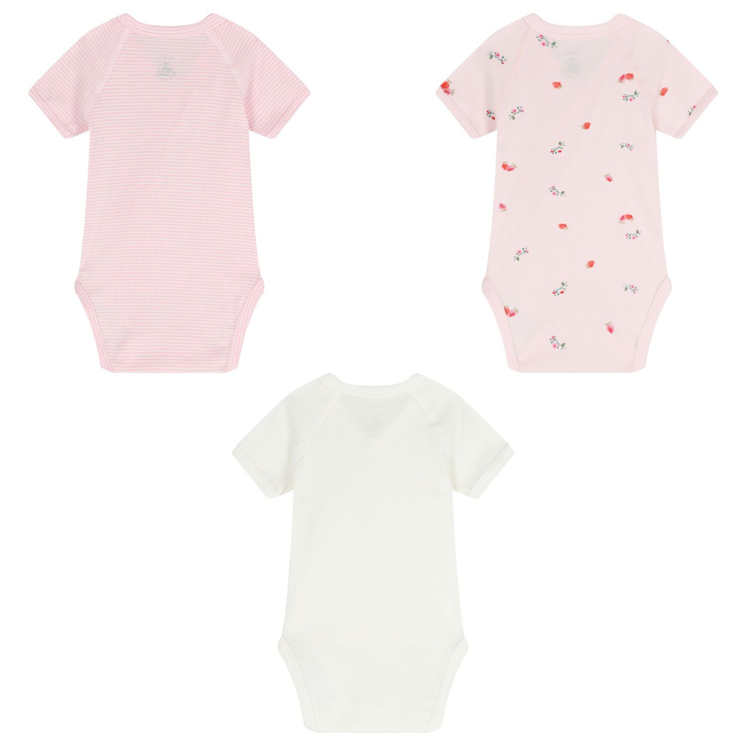 Baby Girls Ivory Strawberry Bodysuit ( 3-Pack ), 1, hi-res