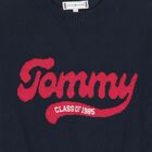 Girls Navy Blue Logo Knitted Dress, 1, hi-res