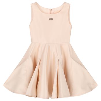 Girls Pink Embellished Logo Dress