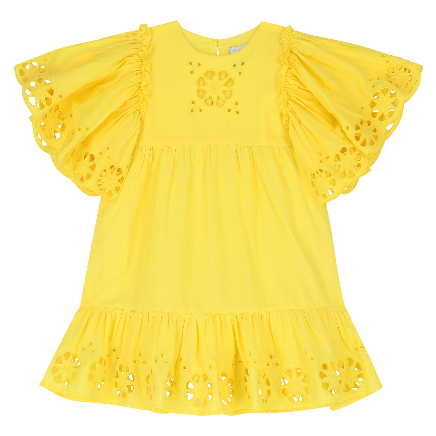 Girls Yellow Cotton Dress, 1, hi-res