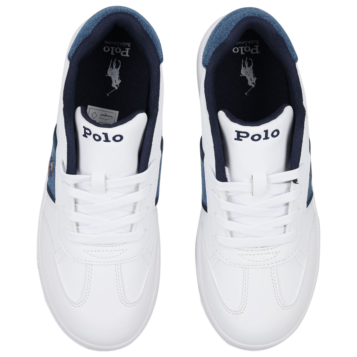 Boys White & Denim Blue Logo Trainers, 1, hi-res image number null
