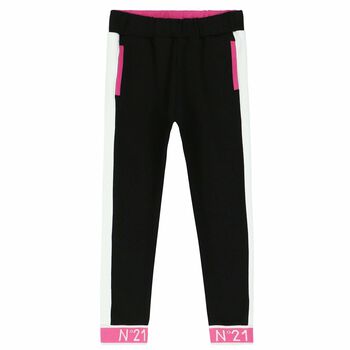 Girls Black & Pink Joggers