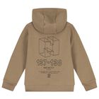 Boys Beige Logo Hooded Top, 2, hi-res