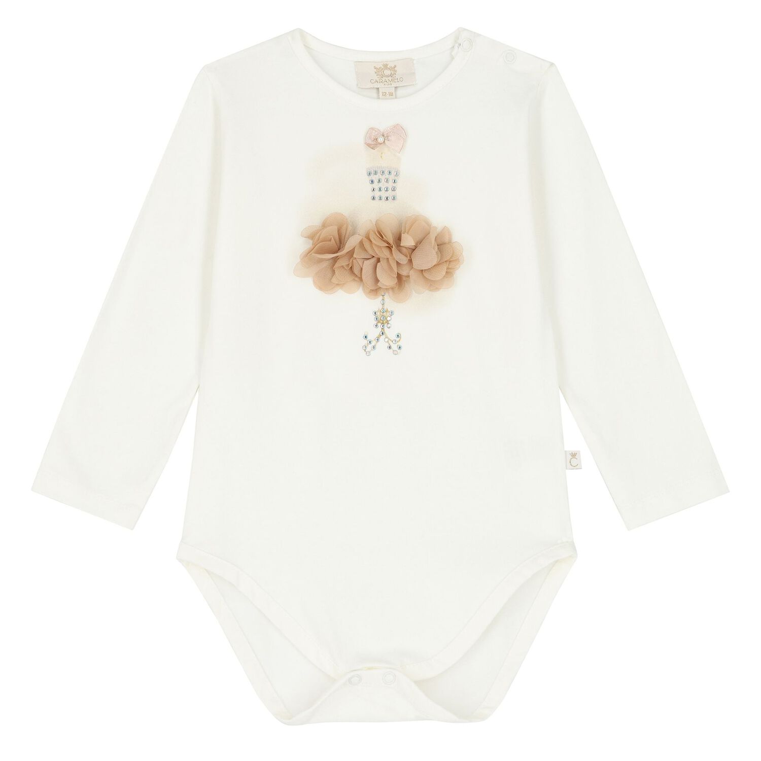 طقم تنورة بنات تول باللون البيج والعاجي, 2, hi-res