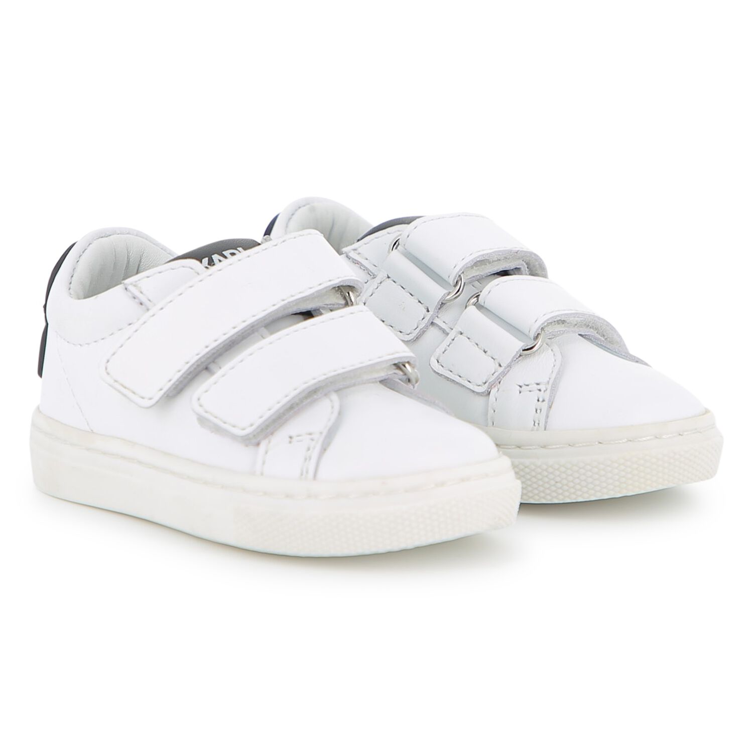 Boys White Ikonik Karl Logo Trainers, 1, hi-res