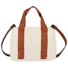 Girls Ivory & Beige Sherpa Fleece Bag, 2, hi-res