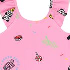 بدلة سباحة للأطفال بطبعة ايس كريم وحلويات باللون الوردي للبنات, 1, hi-res