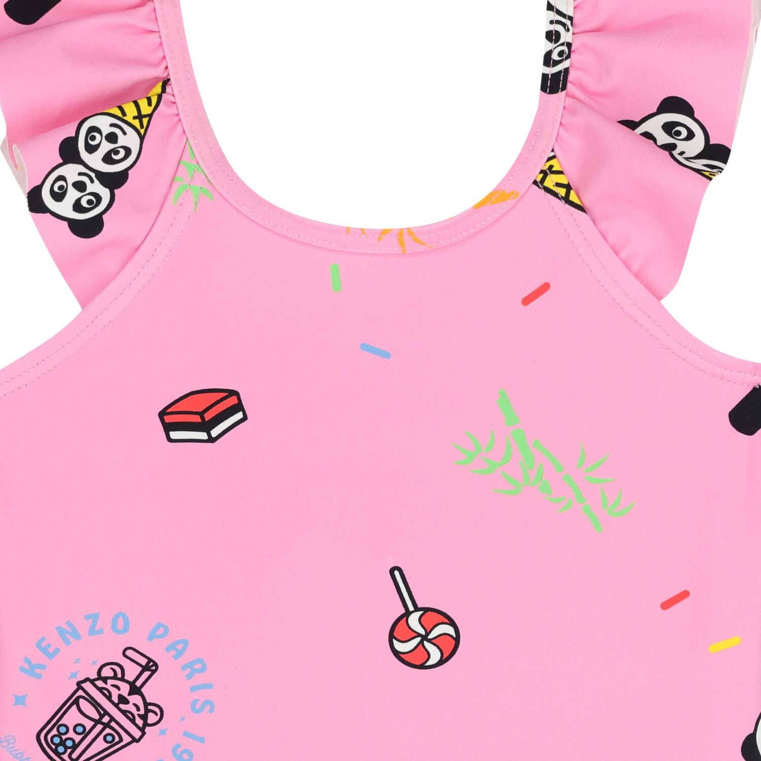 بدلة سباحة للأطفال بطبعة ايس كريم وحلويات باللون الوردي للبنات, 1, hi-res