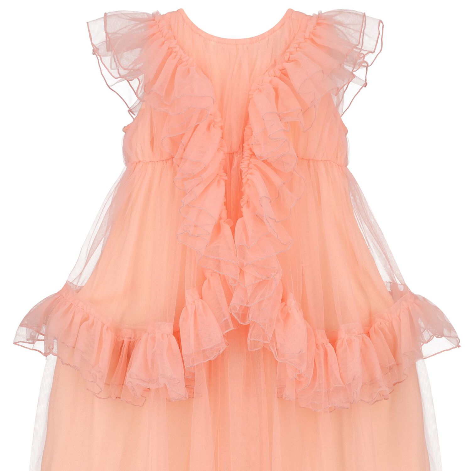 Girls Pink Tulle Ruffled Dress, 1, hi-res image number null