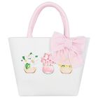 Girls Pink & Ivory Bow Floral Hand Bag, 1, hi-res