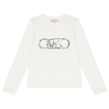 Girls Ivory Logo Long Sleeve Top