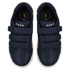 Boys Navy Blue Logo Trainers, 1, hi-res