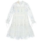 Girls White & Blue Floral Tulle Dress , 1, hi-res