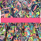 Girls Navy Blue & Neon Pink Dress, 1, hi-res