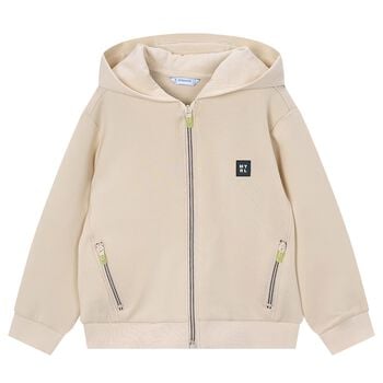 Boys Beige Zip Up Top