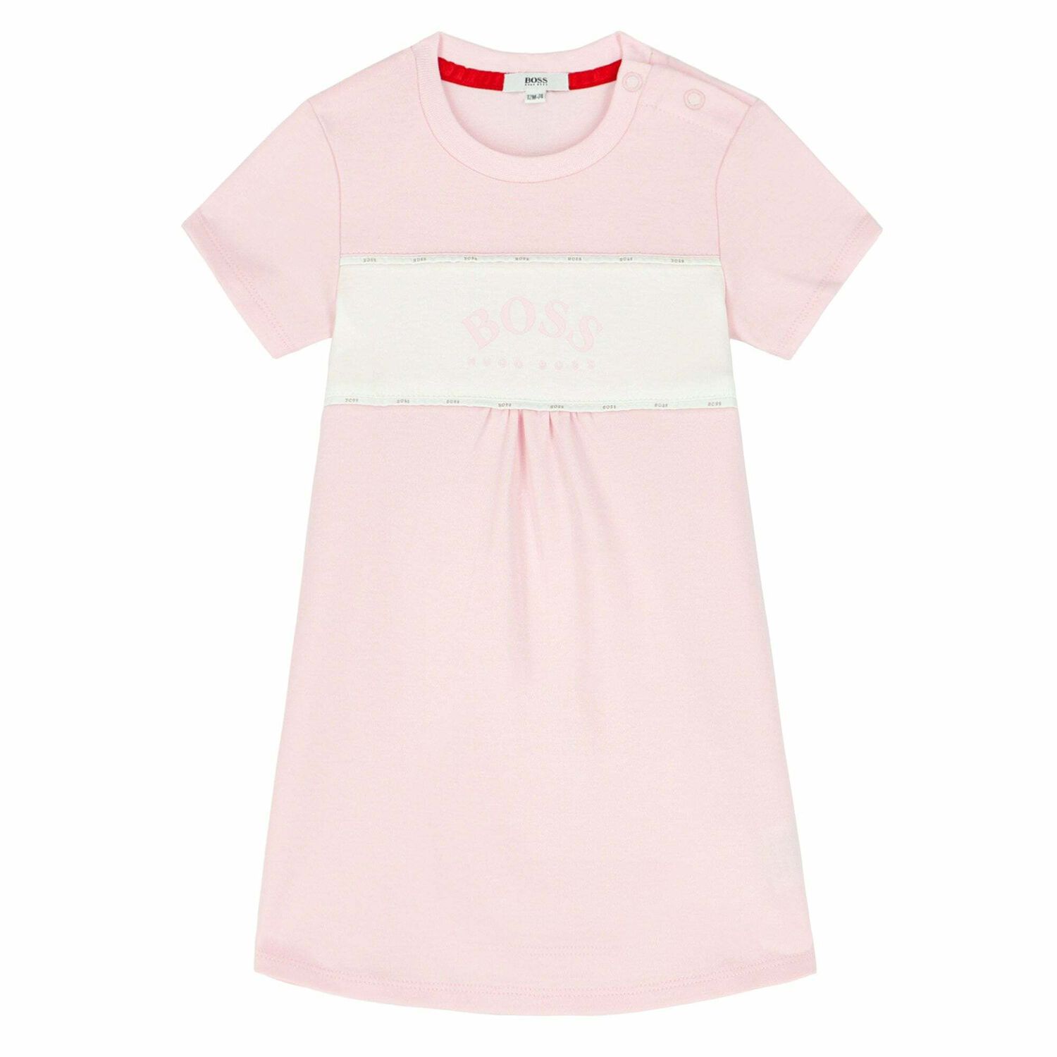 Younger Girls Pink & White Logo Dress, 1, hi-res