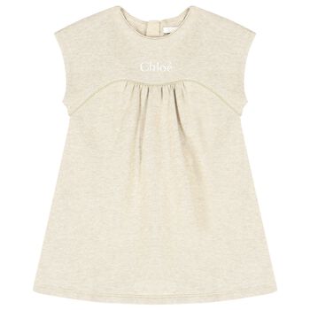 Younger Beige Girls Logo Dress