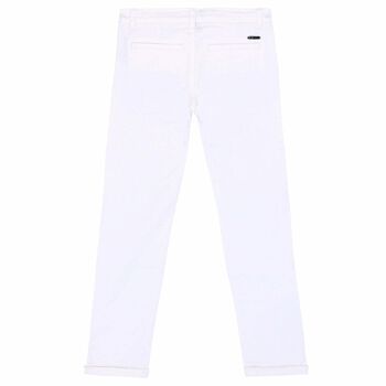 Boys White Cotton Chino Trousers
